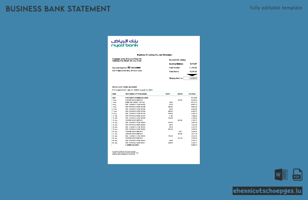 Unternehmenserklärung Saudi-Arabien Riad im Word- und PDF-Format (Beispielvorschau)